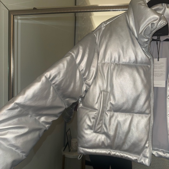 7 For All Mankind Metallic Silver Puffer Jacket - Picture 2 of 5